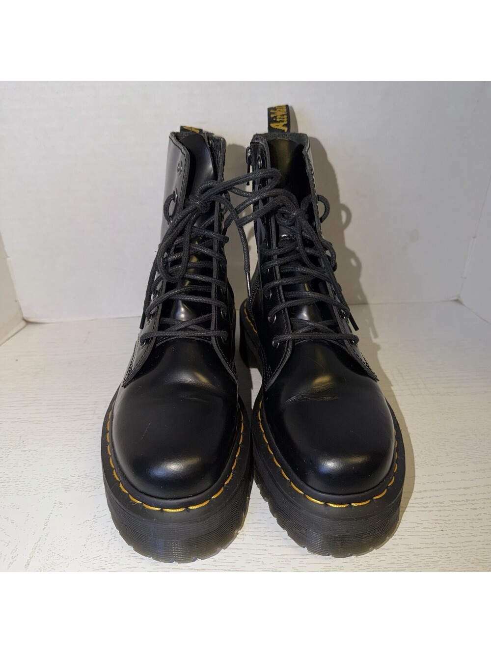 Dr. Martens Jadon Black Leather Platform Combat Boots Men’s 7 / Women’s 6 - Picture 5 of 7